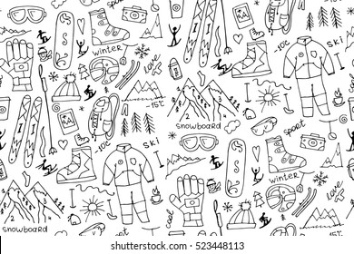 Winter sport, seamless pattern for your design