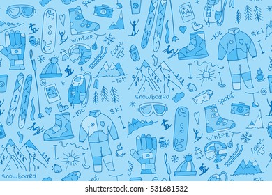 Winter sport, seamless pattern for your design