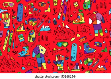 Winter sport, seamless pattern for your design