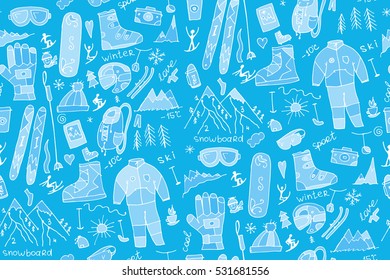 Winter sport, seamless pattern for your design