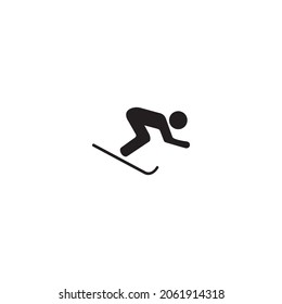 Winter sport silhouette man skiing vector icons