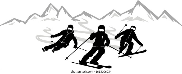 Winter Sport Ski Silhouette Illustration