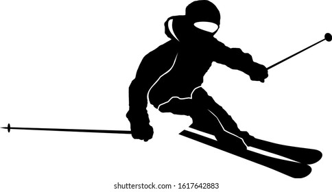 Winter Sport Ski Silhouette Illustration