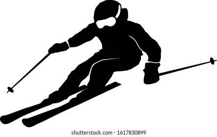 Winter Sport Ski Silhouette Illustration