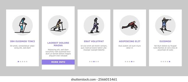 winter sport ski snow jump onboarding mobile vector mountain snowboard, travel sky, white skier, slope extreme, speed active man athlete winter sport ski snow jump illustrations