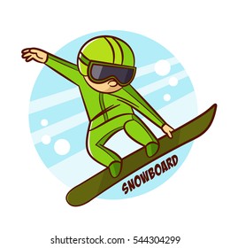 Winter Sport Snowboard Sticker Vector Illustration