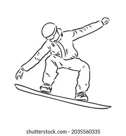 winter sport, snowboarding collection. Hand drawing. snowboarder vector sketch