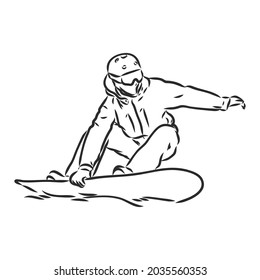 winter sport, snowboarding collection. Hand drawing. snowboarder vector sketch