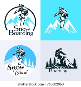 Winter sport. Snowboarding stylized symbol, logo or emblem.