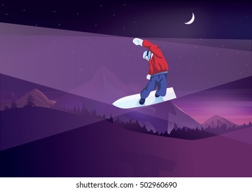 Winter sport, snowboarding - vector illustration 