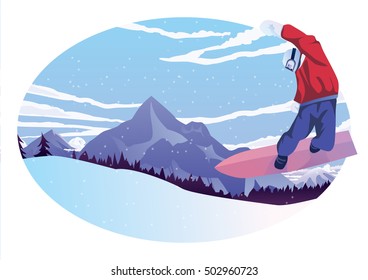 Winter sport, snowboarding - vector illustration 