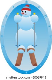 Winter sport. Snowman athlete.Skier.