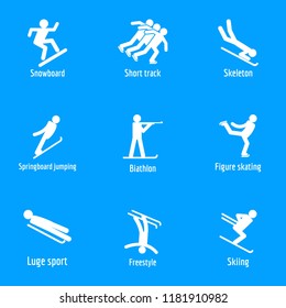 Winter sport symbols icons set. Simple illustration of 15 winter sport symbols vector icons for web