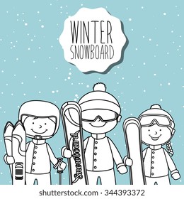 Winter sport and wear accesories design theme, vector illustration graphic