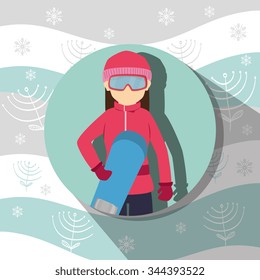 Winter sport and wear accesories design theme, vector illustration graphic