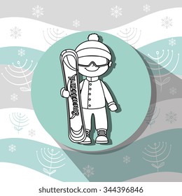 Winter sport and wear accesories design theme, vector illustration graphic
