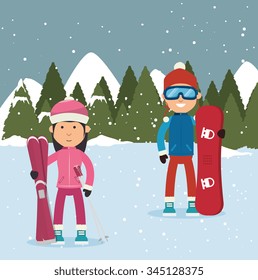 Winter sport wear and accesories graphic design, vector illustration eps10