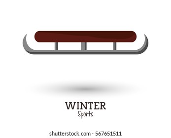 winter sport wood sled icon