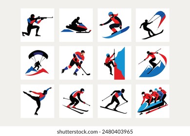 Wintersport Action Vektorillustrationen Paket