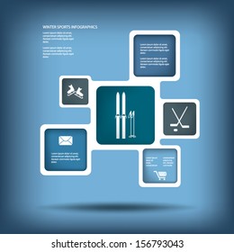 Winter sports and activities infographics template vector illustration
