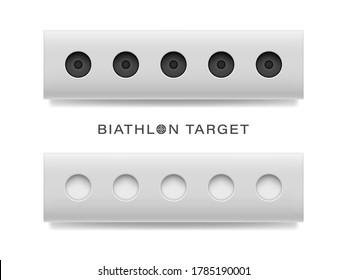The winter sports attribute is the biathlon target. Set of open and closed targets. Vector illustration.