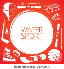 Winter sports background. Sticker design elements. Eps 10 vector illustration.