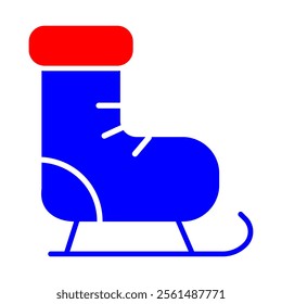 Winter sports blue shoe icon for ice skating isolated