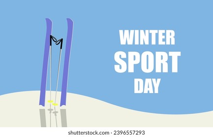 Winter sports day skiing in the snow, vector art illustration.