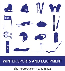 winter sports and equipment icons eps10