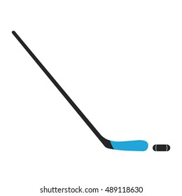 Winter sports equipment on white background. Flat isolated hockey stick. Vector Illustration.