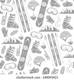 winter sports equipment seamless pattern