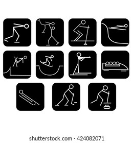 Winter sports games icon set. Vector illustration