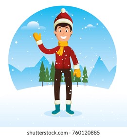 winter sports happy people cartoon