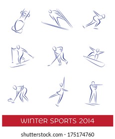 Winter sports icon set. EPS 8 vector.