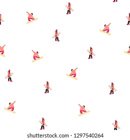 Winter sports illustration - Snowboarding seamless pattern
