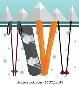 Winter sports image. Winter season - Vector illustration