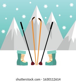 Winter sports image. Winter season - Vector illustration