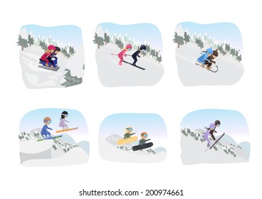 Winter Sports - Isolated On White Background - Vector Illustration, Graphic Design Editable For Your Design 