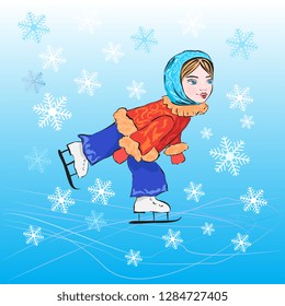 Winter sports for kids girl ice skating