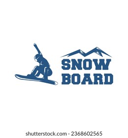 Winter Sports logo old school retro design style, Ski Club Label, Snowboard logo, Hockey logo, black and white color, blue and white color, Vintage explorer badge. Outdoor adventure logo design. 