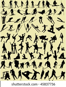 winter sports silhouettes - vector