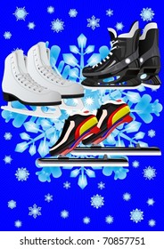 Winter Sports. Skates for different sports