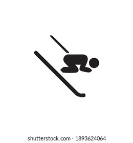 Winter sports ski jumping vector icons