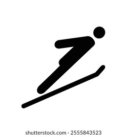 Winter sports ski jumping vector icon isolated on white background.