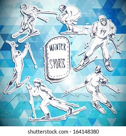 Winter sports, skier sketch 