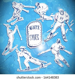 Winter sports, skier sketch 