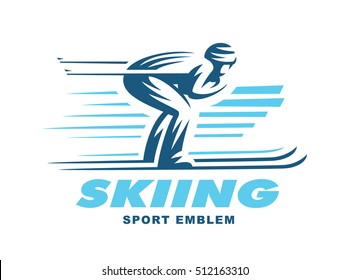 Winter sports - skiing. Illustration man on white background