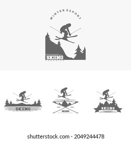 Winter Sports Skiing Logo Design Template illustration vector