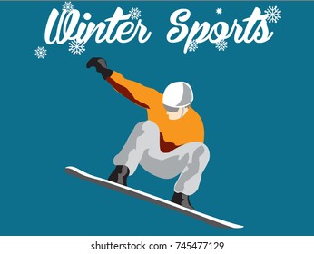 Winter Sports, skiing man flying in the air