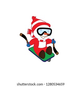 Winter sports snowman mascot illustration vector